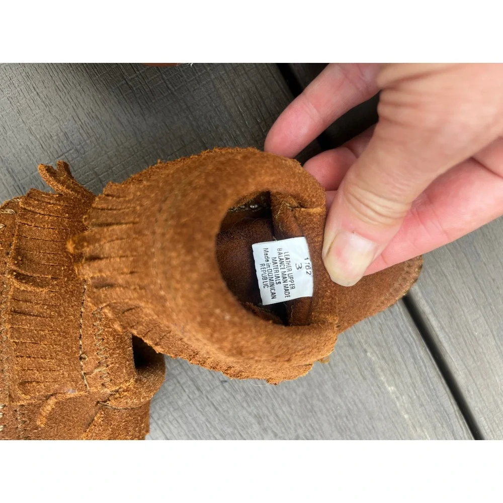 Minnetonka Kids Brown‎ Suede Fringe Moccasins Infant Size 3 1762 Booties